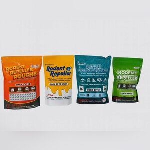 Pack 4 - Rodent Repeller Pouches and Balls Set